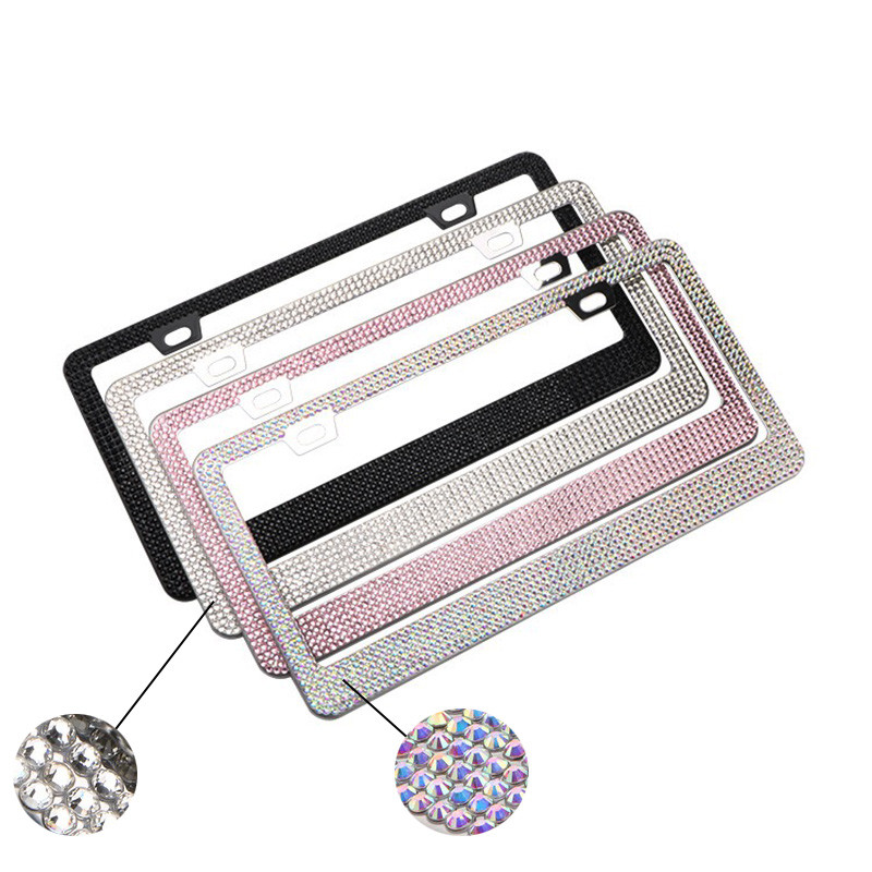 4 värvi USA mudeli numbrimärgi raam Bling Crystal naiste numbrimärgi raam Litsentsikaane hoidik Rhinestone auto juhiloa raam