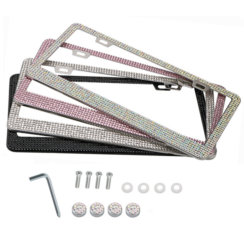 4 värvi USA mudeli numbrimärgi raam Bling Crystal naiste numbrimärgi raam Litsentsikaane hoidik Rhinestone auto juhiloa raam