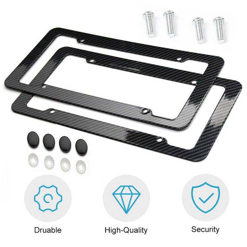 2kom univerzalnog okvira registarske pločice od ugljičnih vlakana, plastični nosač okvira registarske pločice sa standardnim kompletima vijaka Hot Sell Dropship