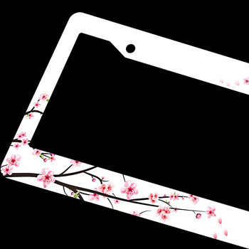 Γοητευτικό Cherry Blossom Floral Πλαίσιο πινακίδας κυκλοφορίας Sakura Car Universal Αξεσουάρ Διακόσμηση Εφαρμογή Standard US 12x6 ίντσες