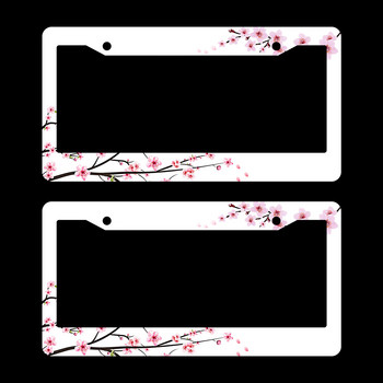 Очарователна рамка за регистрационен номер с цветя на вишнев цвят, сакура, автомобил, универсални аксесоари, декор, подходящ за стандартен американски 12x6 инча