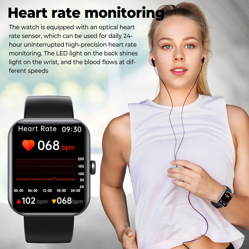 F57L išmanusis sportinis laikrodis 1,91 colio 280*320PX ekranas, daugiafunkcis kraujo dažnio stebėjimo laikrodis Gliukozės širdies režimas Smart F8H2