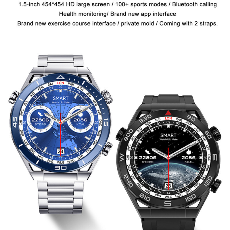 Ceas inteligent Ultimate DT Ultra Mate Men 1,5" NFC Apel Bluetooth GPS Tracker de mișcare Busolă Încărcare fără fir Ceas inteligent de afaceri