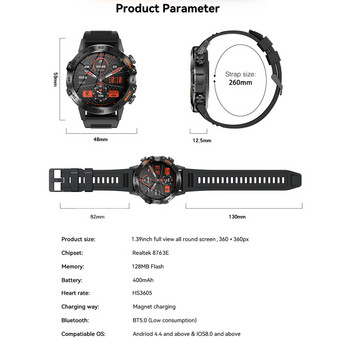 K52 Смарт часовник Мъжки Смарт часовник Сърдечен ритъм Кръвно налягане Здравен монитор Множество спортни режими Гривна Часовник за Android IOS