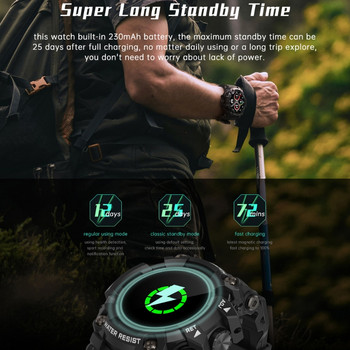 Ανθεκτικό έξυπνο ρολόι T6 για άνδρες Αδιάβροχα ρολόγια σκληρής εργασίας Αθλητικό ρολόι για εξωτερική πίεση