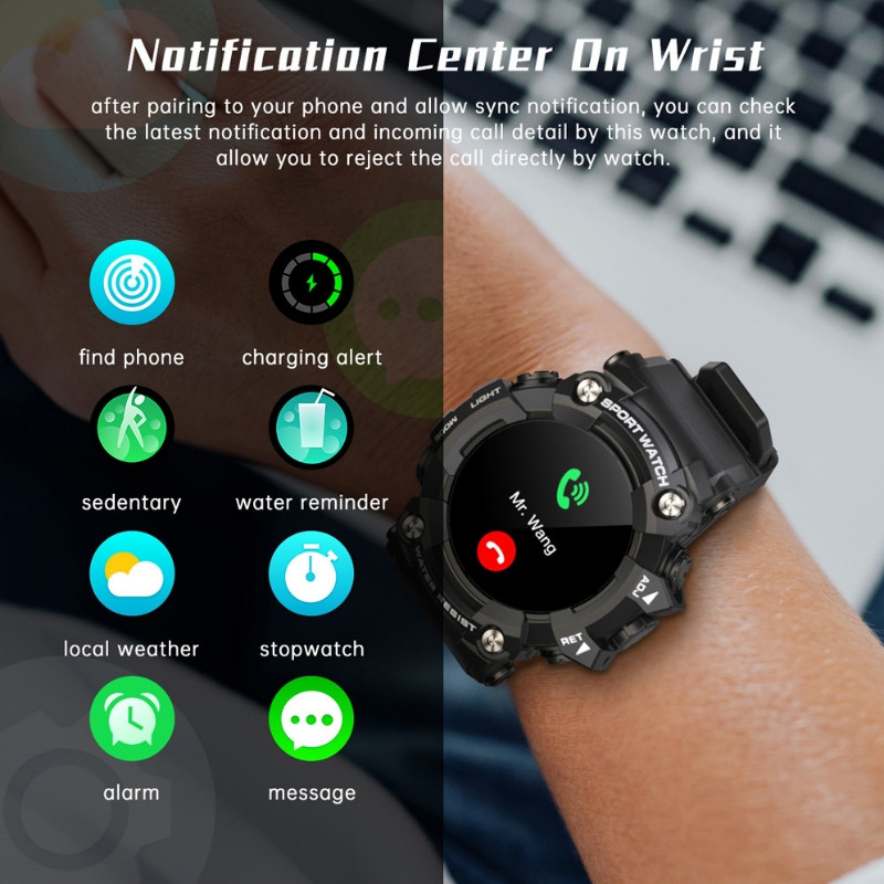 Vastupidav nutikell T6 meestele Raske töö veekindlad kellad Vererõhk Välispordikell