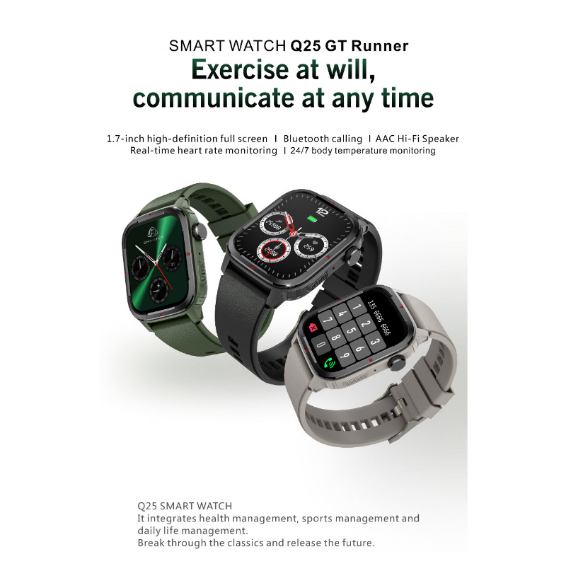 Novi Q25 pametni sat Bluetooth Poziv Glazba Reprodukcija Otkucaji srca Praćenje krvnog tlaka Spavanje Vježba Mjerač koraka Pametni sat za muškarce