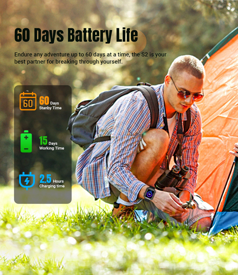 2023. aasta uus sõjaväe nutikell S2 meeste sportlik ultra nutikell naiste Bluetooth-kõnega IP69K veekindlad tugevad spordikellad
