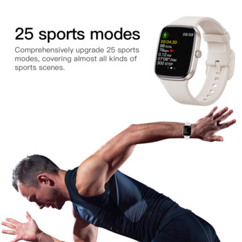 2023 Нов смарт часовник мъжки жени 1,7-инчов HD екран Bluetooth сърдечен ритъм кръвно налягане 300mAh батерия 25 спортни режима смарт часовник