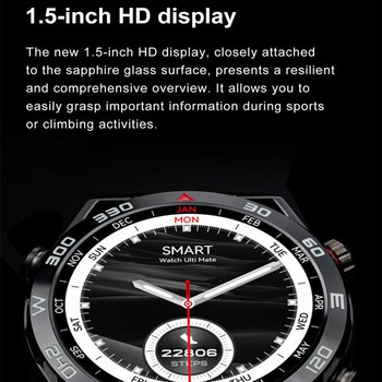 Έξυπνο ρολόι DT Ultra Mate Ανδρικό 1,5 ιντσών πυξίδα υψηλής ευκρίνειας, μεγάλη οθόνη Bluetooth Call Health Monitoring Sports για Xiaomi