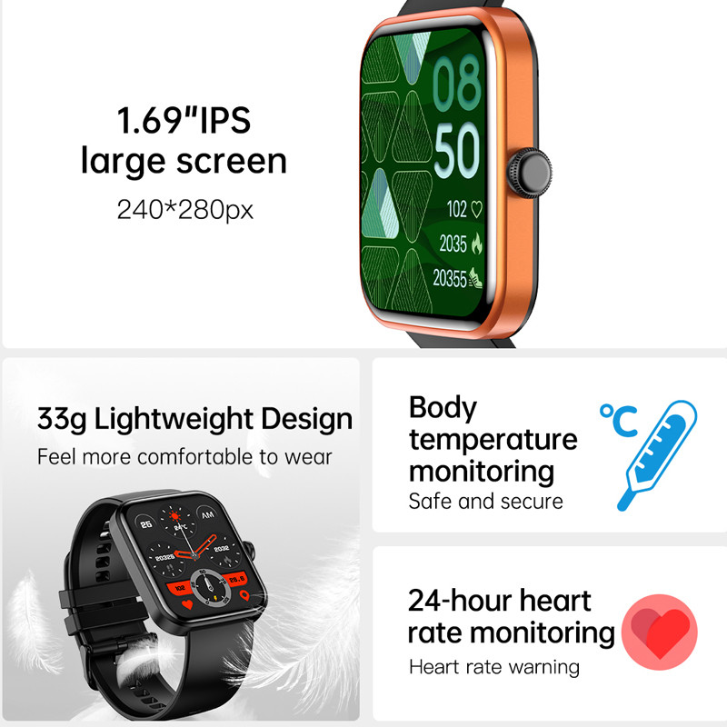 ChiBear Bluetooth Call Smart Watch Bărbați Femei PPG Monitor de ritm cardiac Buton rotativ Smartwatch impermeabil pentru bărbați Fitness Tracker + Cutie