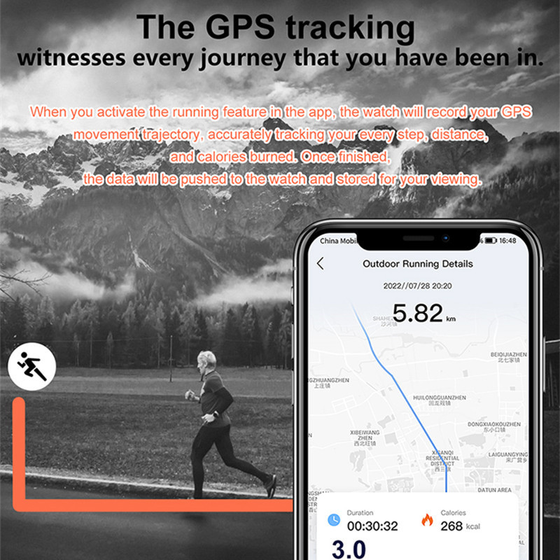 DT5 sportski pametni sat 1,45 inča, uvijek na zaslonu, muški, Bluetooth poziv, kompas, HD zaslon, pametni sat za GPS praćenje otkucaja srca