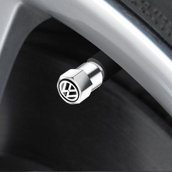 Капачки за клапани на стеблото на автомобилната гума Алуминиеви автомобилни прахоустойчиви капачки Капачки на въздушния клапан на стеблото на гумата на колелото за Volkswagen VW GOLF Polo Tiguan PASSAT