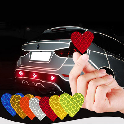 12 bucăți/set în formă de inimă Auto Exterior Universal Semn de avertizare de siguranță Bandă reflectorizant Motocicletă Autocolante reflectorizante pentru mașină