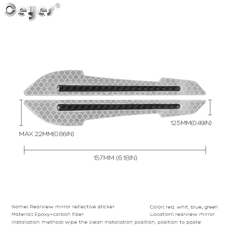 2tk 3D helkurriba kaitseraua hoiatuskleebis tagapeegel väliskaunistused helkurid stiilitarvikud universaalsed