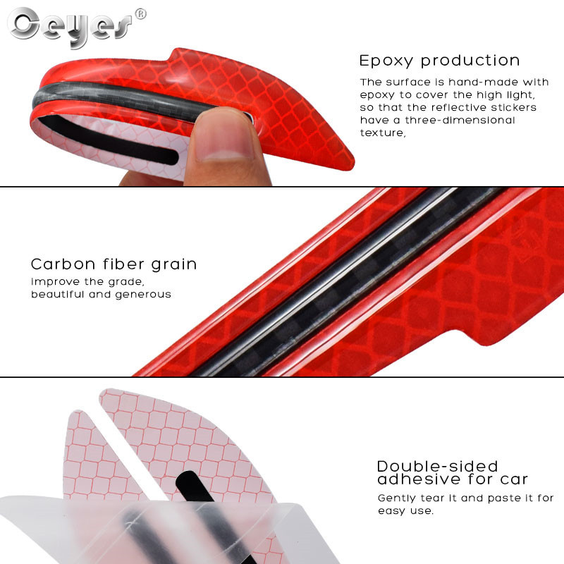 2tk 3D helkurriba kaitseraua hoiatuskleebis tagapeegel väliskaunistused helkurid stiilitarvikud universaalsed