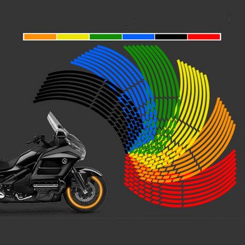 16 τμχ/σετ Αυτοκόλλητα ελαστικών τροχών αυτοκινήτου μοτοσικλέτας Ανακλαστική ταινία ζάντας που ταιριάζει για πλήμνες τροχών 18 ιντσών Αξεσουάρ μοτοσικλέτας Αυτοκόλλητα αυτοκινήτου