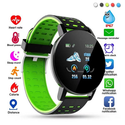 119Plus Smart Bracelet Цветен екран Спортна гривна Мъже Жени Ръчен часовник Bluetooth Напомняне на съобщения Сърдечен ритъм Кръвно налягане