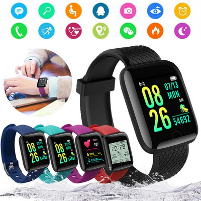 Ceas inteligent D13 Ceas inteligent pentru bărbați, tensiune arterială, rezistent la apă, monitorizare ritm cardiac, monitorizare fitness, ceas sport pentru Android IOS