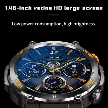 HT17 Смарт часовник Мъжки компас LED осветление Спорт на открито Bluetooth разговор 1.46 инча 450 mah Голяма батерия Tracker Health Smartwatch