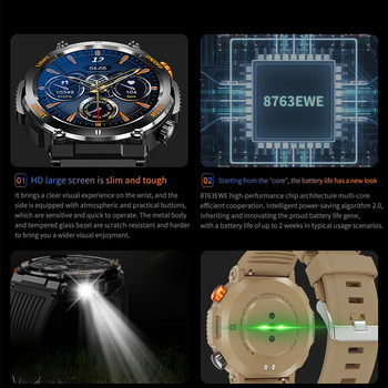 Έξυπνο ρολόι HT17 Ανδρικό ρολόι Πυξίδα LED Φωτισμός Υπαίθριος Αθλητισμός Bluetooth Κλήση 1,46 ιντσών 450mah Μεγάλη μπαταρία Tracker Health Smartwatch