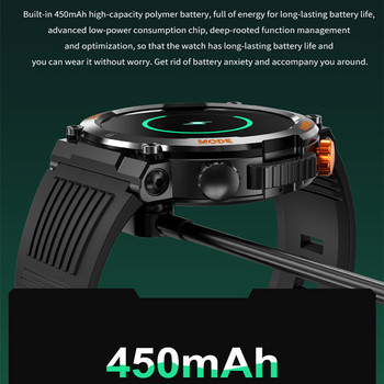 HT17 Смарт часовник Мъжки компас LED осветление Спорт на открито Bluetooth разговор 1.46 инча 450 mah Голяма батерия Tracker Health Smartwatch
