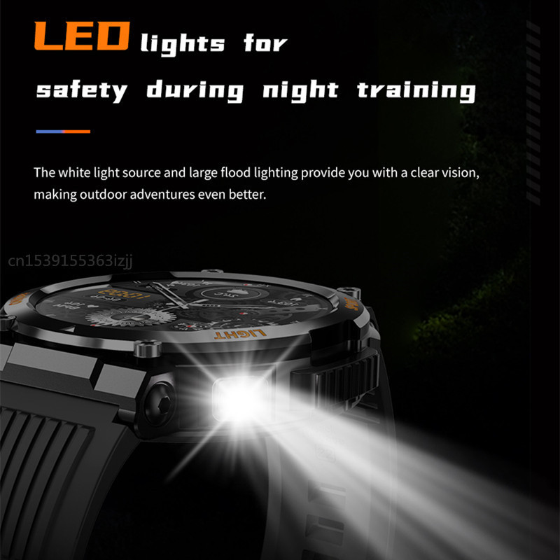 Ceas inteligent HT17 Bărbați Busolă Iluminare LED Sport în aer liber Apel Bluetooth 1,46 inch 450 mAh Tracker mare baterie Ceas inteligent pentru sănătate