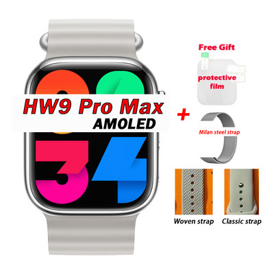 HW9 Pro Max nutikell, 49 mm seeria 8, kehatemperatuuri Bluetooth-kõnega veresuhkru tasemega nutikell koos rihmalukuga, mehed, naised