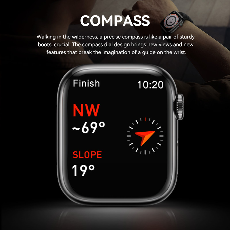 HW9 Pro Max nutikell, 49 mm seeria 8, kehatemperatuuri Bluetooth-kõnega veresuhkru tasemega nutikell koos rihmalukuga, mehed, naised