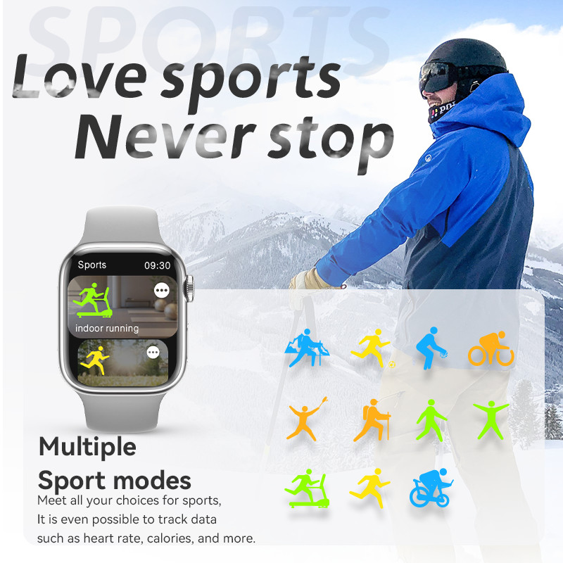 HW9 Pro Max nutikell, 49 mm seeria 8, kehatemperatuuri Bluetooth-kõnega veresuhkru tasemega nutikell koos rihmalukuga, mehed, naised