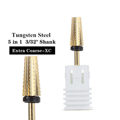 TFSCLOIN 5 u 1 svrdlo za nokte 3/32" drška od tvrdog metala, volfram ravnog oblika svrdla za akrilni gel za nokte Dodatak za svrdlo