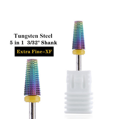 TFSCLOIN 5 u 1 svrdlo za nokte 3/32" drška od tvrdog metala, volfram ravnog oblika svrdla za akrilni gel za nokte Dodatak za svrdlo
