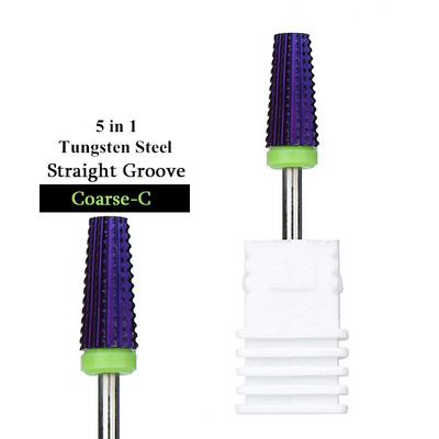 TFSCLOIN 5 u 1 svrdlo za nokte 3/32" drška od tvrdog metala, volfram ravnog oblika svrdla za akrilni gel za nokte Dodatak za svrdlo