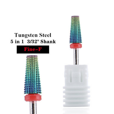 TFSCLOIN 5 u 1 svrdlo za nokte 3/32" drška od tvrdog metala, volfram ravnog oblika svrdla za akrilni gel za nokte Dodatak za svrdlo