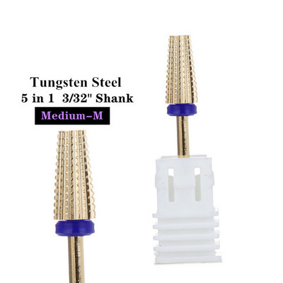 TFSCLOIN 5 u 1 svrdlo za nokte 3/32" drška od tvrdog metala, volfram ravnog oblika svrdla za akrilni gel za nokte Dodatak za svrdlo