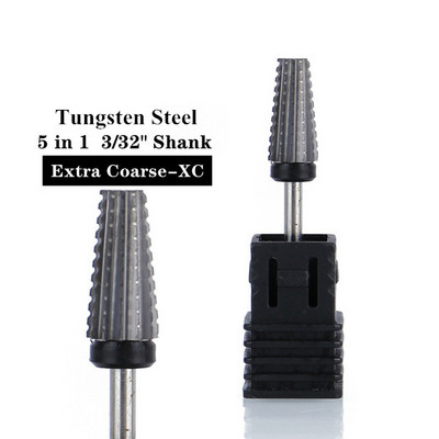 TFSCLOIN 5 u 1 svrdlo za nokte 3/32" drška od tvrdog metala, volfram ravnog oblika svrdla za akrilni gel za nokte Dodatak za svrdlo