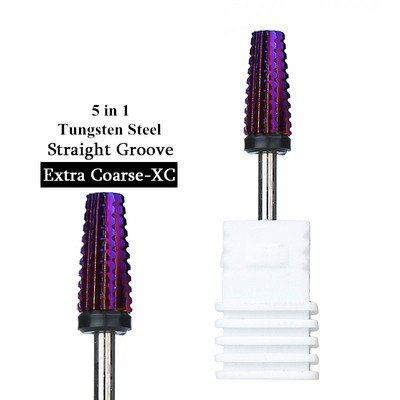 TFSCLOIN 5 u 1 svrdlo za nokte 3/32" drška od tvrdog metala, volfram ravnog oblika svrdla za akrilni gel za nokte Dodatak za svrdlo