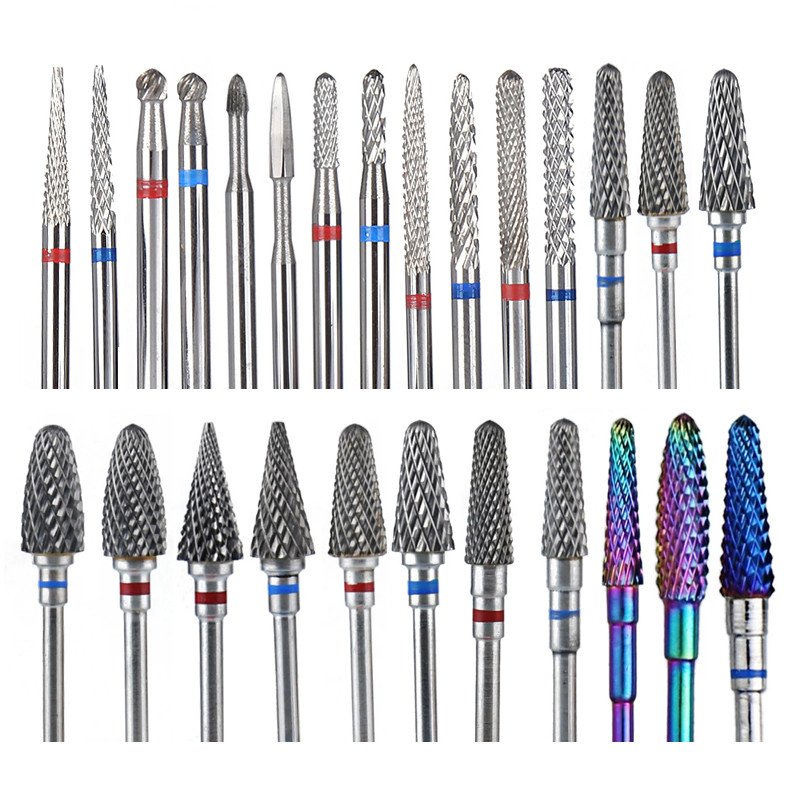 TFSCLOIN 5 u 1 svrdlo za nokte 3/32" drška od tvrdog metala, volfram ravnog oblika svrdla za akrilni gel za nokte Dodatak za svrdlo