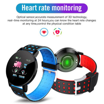 2021 НОВ Смарт часовник 119plus Bluetooth GPS SIM за жени Мъжки часовник Сензорен екран 3D часовник Мониторинг на сърдечната честота Крачкомер за бягане