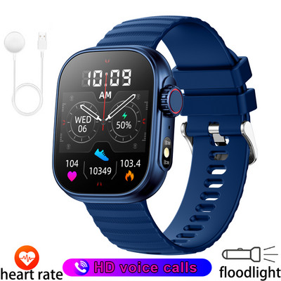 Uus valgustusega LED-taskulamp 2,01-tolline HD-suure ekraaniga spordikell Tervise jälgimine Bluetoothi kõne nutikell 2023, mehed, naised