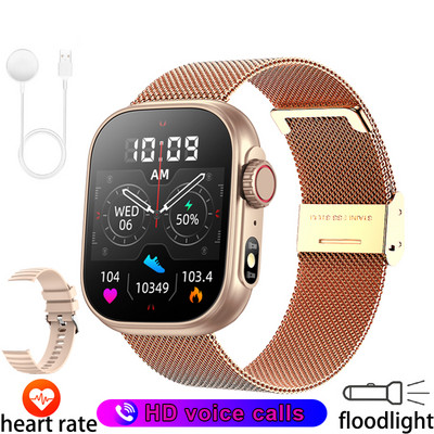 Uus valgustusega LED-taskulamp 2,01-tolline HD-suure ekraaniga spordikell Tervise jälgimine Bluetoothi kõne nutikell 2023, mehed, naised