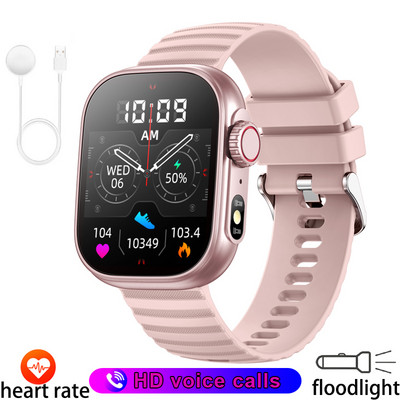 Uus valgustusega LED-taskulamp 2,01-tolline HD-suure ekraaniga spordikell Tervise jälgimine Bluetoothi kõne nutikell 2023, mehed, naised