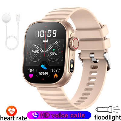 Uus valgustusega LED-taskulamp 2,01-tolline HD-suure ekraaniga spordikell Tervise jälgimine Bluetoothi kõne nutikell 2023, mehed, naised