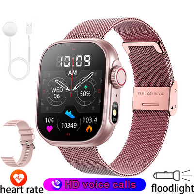 Uus valgustusega LED-taskulamp 2,01-tolline HD-suure ekraaniga spordikell Tervise jälgimine Bluetoothi kõne nutikell 2023, mehed, naised