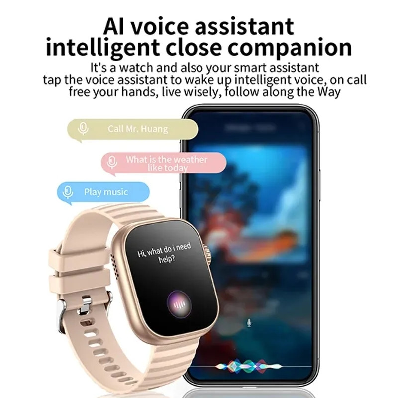 Uus valgustusega LED-taskulamp 2,01-tolline HD-suure ekraaniga spordikell Tervise jälgimine Bluetoothi kõne nutikell 2023, mehed, naised