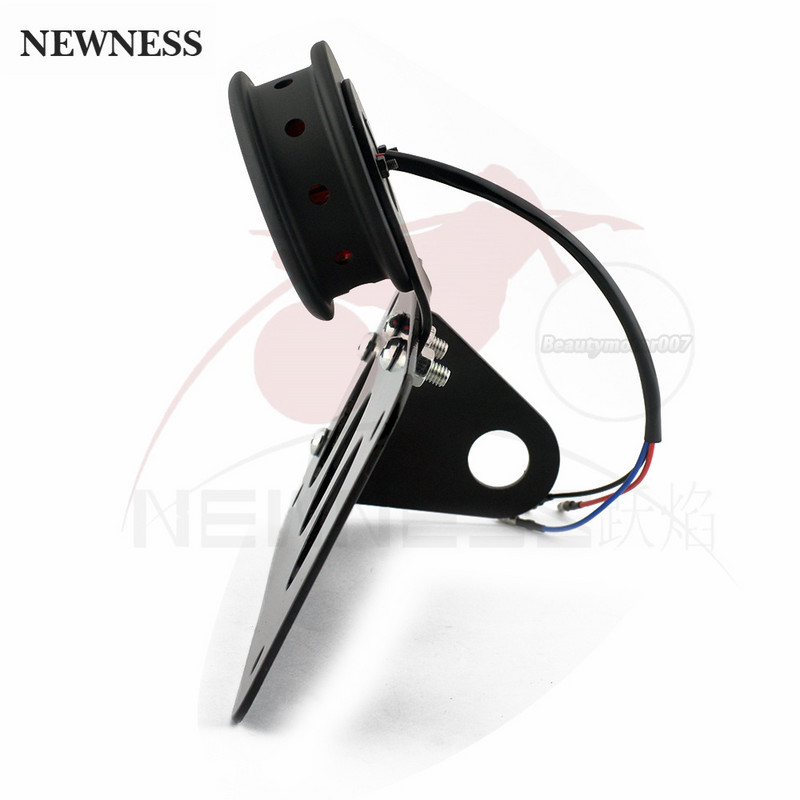 Lampă de frână universală pentru motociclete, montare laterală, fară rotundă cu LED-uri, accesorii pentru motociclete Suport plăcuță de înmatriculare