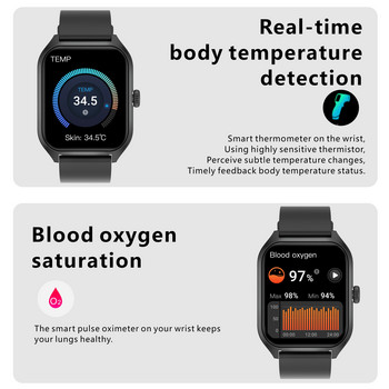 Смарт часовник VWAR за мъже, жени, кръвна глюкоза, телесна температура, Bluetooth разговор, смарт часовник, кръвен кислород, монитор за сърдечен ритъм, часовници