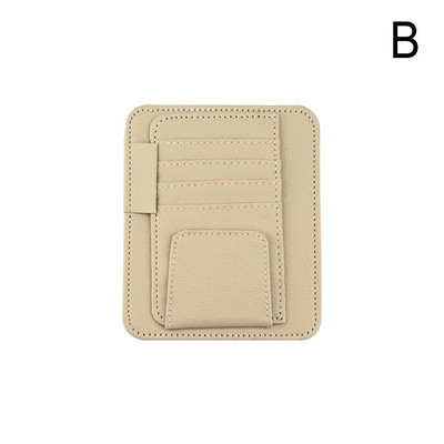 Organizator pentru parasolar pentru mașină Suport pentru ochelari de soare din piele, cu mai multe buzunare