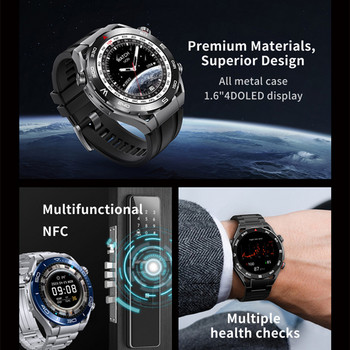 MT15S Smart Watch Ultimate Men NFC Bluetooth Call Voice Assistant Πυξίδα Βραχιόλι Heart Rate Outdoor Sport Business Smartwatch