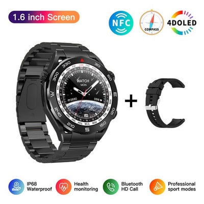 MT15S Smart Watch Ultimate Men NFC Bluetooth Call Voice Assistant Πυξίδα Βραχιόλι Heart Rate Outdoor Sport Business Smartwatch